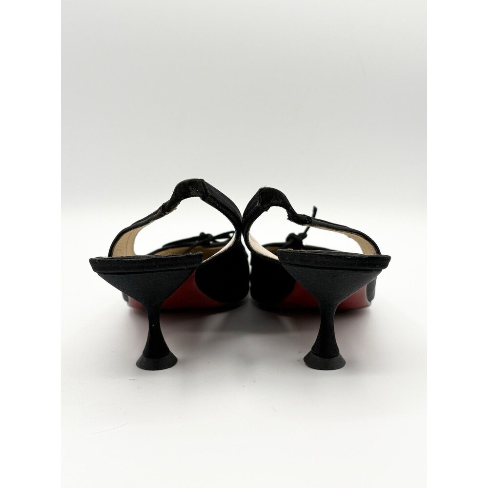 Christian Louboutin Black Satin Slingback Kitten Heels Vintage Sz EU 37.5 - Picture 9 of 13